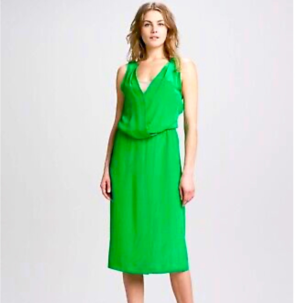 NEW! Tracey Reese midi dress, green, 100% silk